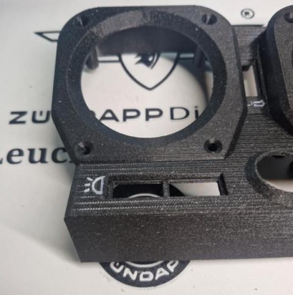 Zündapp Tachogehäuse Typ 537 mit weißen Licht und Wasserzeichen, sowie den Blinkerpfeilen mittig wie Original , Struktur-PETG !